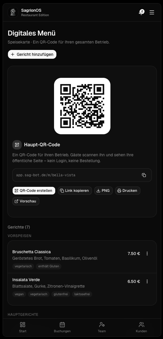 Digitales Menü – Ihre Speisekarte per QR-Code, ganz ohne Login
